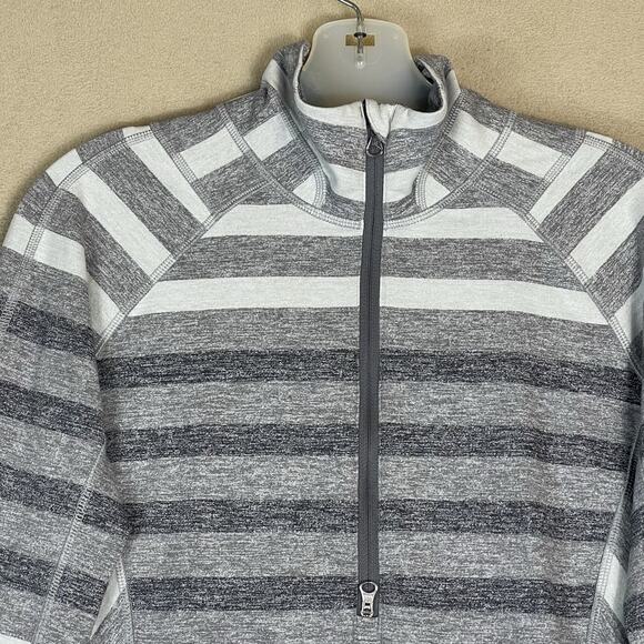 Lululemon Pullover Womens 8 Gray Striped Race Your Pace 1/2 Zip Long Sleeve Top - Picture 2 of 10
